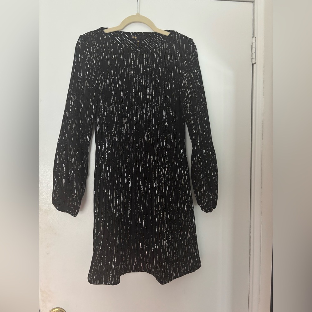 Maje Black and White Long Sleeve Dress